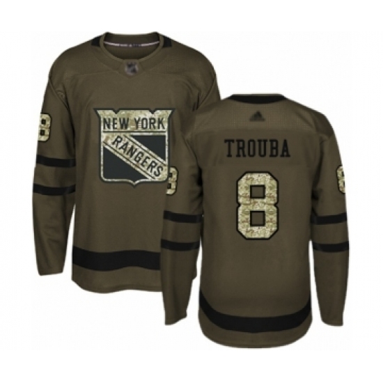 Men's New York Rangers #8 Jacob Trouba Authentic Green Salute to Service Hockey Jersey - Ujersey