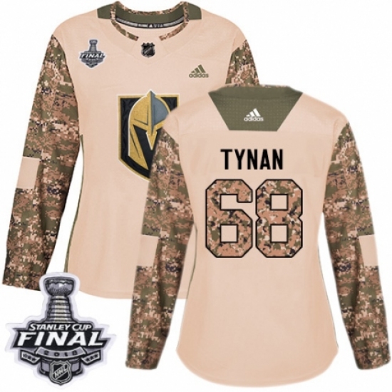 Women's Adidas Vegas Golden Knights #68 T.J. Tynan Authentic Camo Veterans Day Practice 2018 Stanley Cup Final NHL Jersey - Ujersey