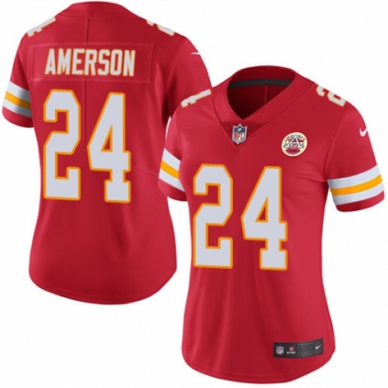 Women's Nike Kansas City Chiefs #24 David Amerson Red Team Color Vapor Untouchable Limited Player NFL Jersey - Ujersey