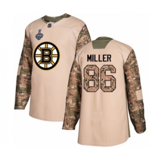 Men's Boston Bruins #86 Kevan Miller Authentic Camo Veterans Day Practice 2019 Stanley Cup Final Bound Hockey Jersey - Ujersey