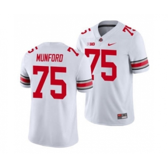 Men's Ohio State Buckeyes Thayer Munford 75 White Game Football Jersey - Ujersey