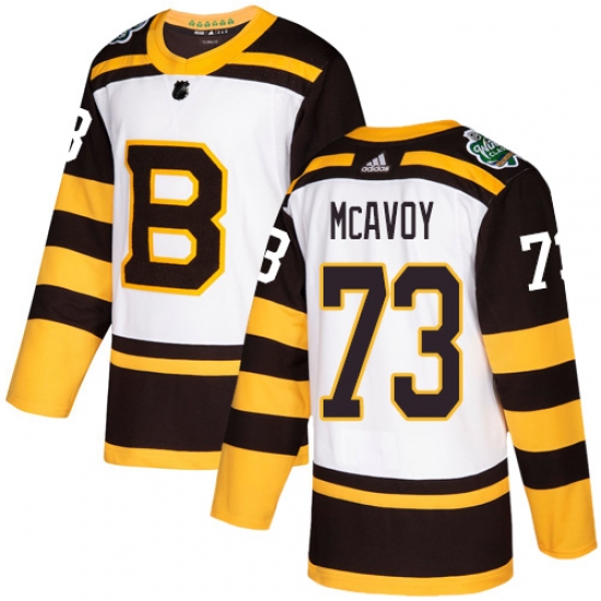 Youth Adidas Boston Bruins #73 Charlie McAvoy Authentic White 2019 Winter Classic NHL Jersey - Ujersey