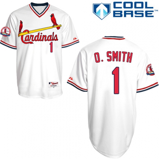 Men's Majestic St. Louis Cardinals #1 Ozzie Smith Replica White 1982 Turn Back The Clock MLB Jersey - Ujersey