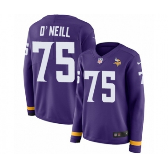 Women's Nike Minnesota Vikings #75 Brian O'Neill Limited Purple Therma Long Sleeve NFL Jersey - Ujersey
