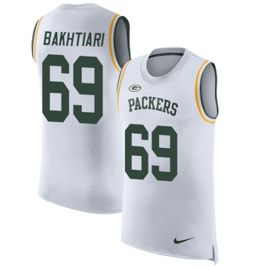 Men's Nike Green Bay Packers #69 David Bakhtiari Limited White Rush Player Name & Number Tank Top NFL Jersey - Ujersey