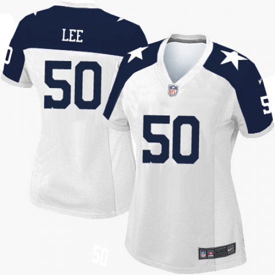 Women's Nike Dallas Cowboys #50 Sean Lee Limited White Throwback Alternate NFL Jersey - Ujersey