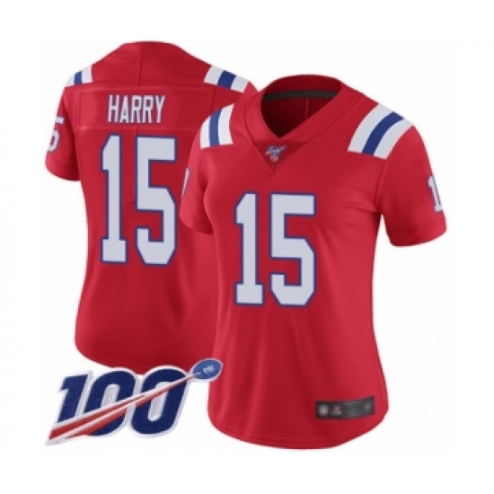 Women's New England Patriots #15 NKeal Harry Red Alternate Vapor Untouchable Limited Player 100th Season Football Jersey - Ujersey