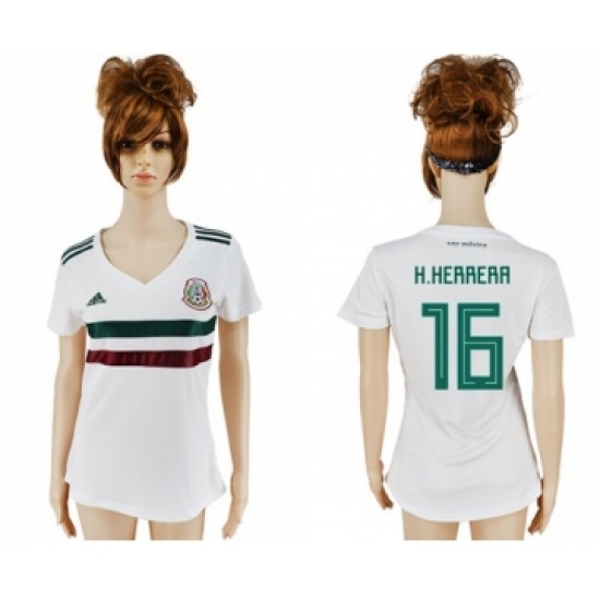 Women's Mexico #16 H.Herrera Away Soccer Country Jersey