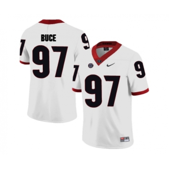 Georgia Bulldogs 97 Brooks Buce White College Football Jersey