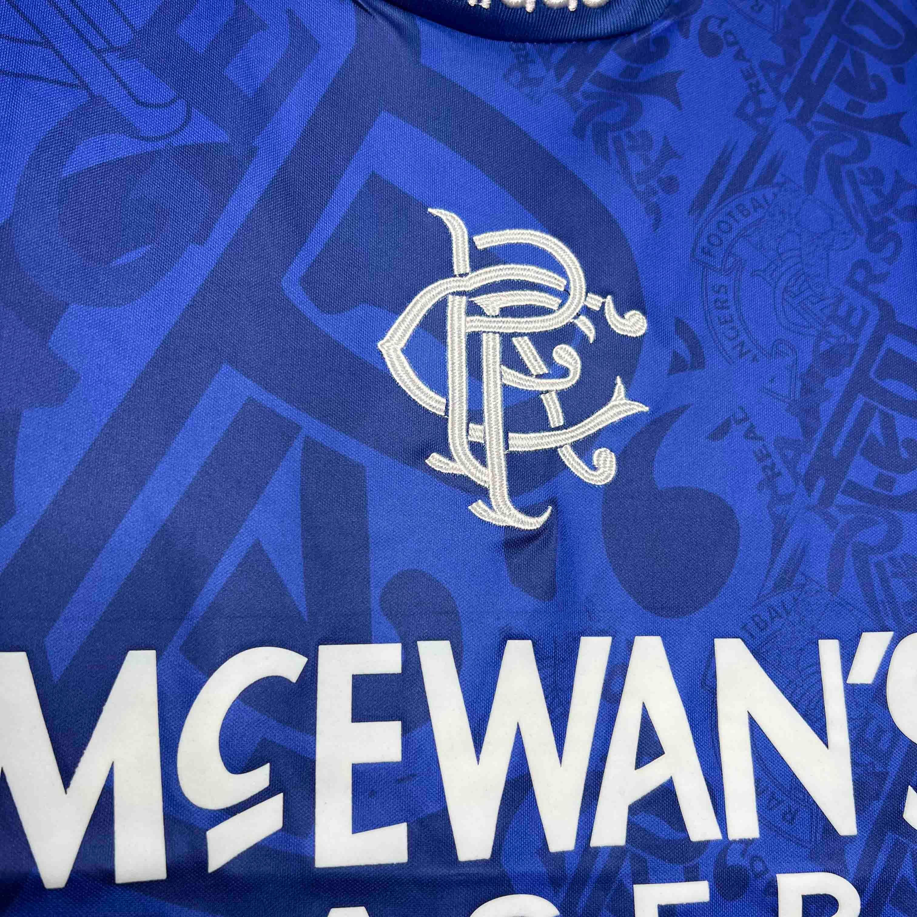 Rangers FC Retro Soccer Jersey Home Custom Shirt 1994-96 - ujerseystore