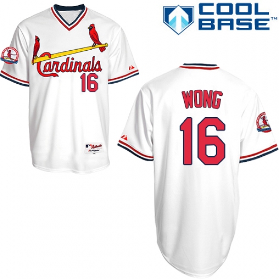 Men's Majestic St. Louis Cardinals #16 Kolten Wong Authentic White 1982 Turn Back The Clock MLB Jersey - Ujersey