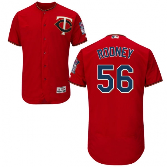 Men's Majestic Minnesota Twins #56 Fernando Rodney Scarlet Alternate Flex Base Authentic Collection MLB Jersey - Ujersey