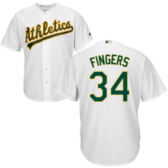 Youth Majestic Oakland Athletics #34 Rollie Fingers Authentic White Home Cool Base MLB Jersey - Ujersey
