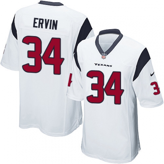 Men's Nike Houston Texans #34 Tyler Ervin Game White NFL Jersey - Ujersey