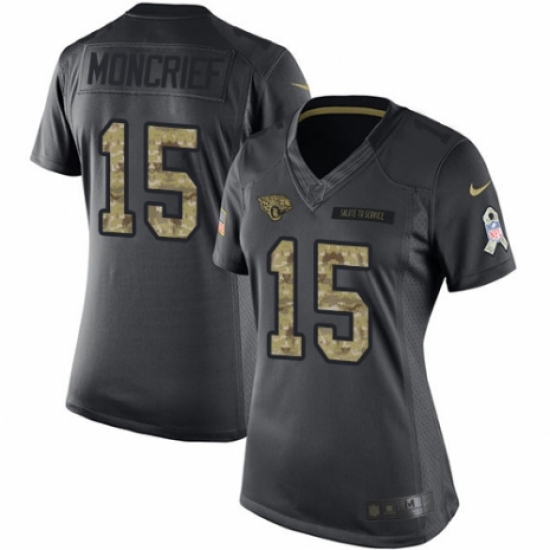 Women's Nike Jacksonville Jaguars #15 Donte Moncrief Limited Black 2016 Salute to Service NFL Jersey - Ujersey
