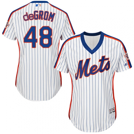 Women's Majestic New York Mets #48 Jacob deGrom Authentic White Alternate Cool Base MLB Jersey - Ujersey