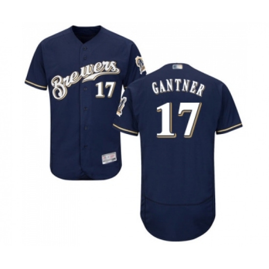 Men's Milwaukee Brewers #17 Jim Gantner Navy Blue Alternate Flex Base Authentic Collection Baseball Jersey - Ujersey