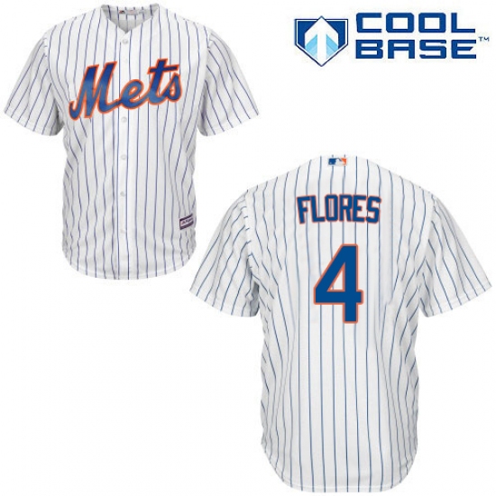 Men's Majestic New York Mets #4 Wilmer Flores Replica White Home Cool Base MLB Jersey - Ujersey