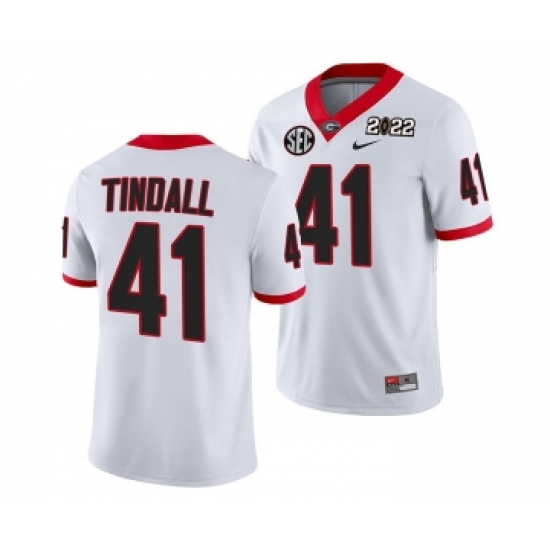 Men’s Georgia Bulldogs #41 Channing Tindall 2022 Patch White College Football Stitched Jersey