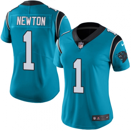 Women's Nike Carolina Panthers #1 Cam Newton Blue Alternate Vapor Untouchable Limited Player NFL Jersey - Ujersey