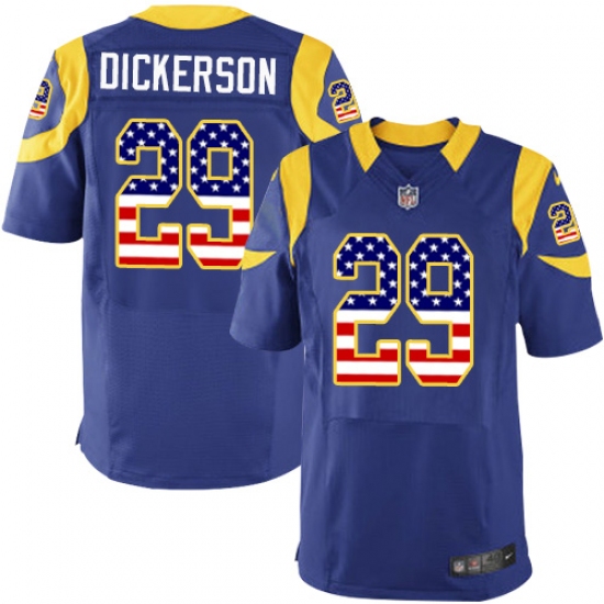 Men's Nike Los Angeles Rams #29 Eric Dickerson Elite Royal Blue Alternate USA Flag Fashion NFL Jersey - ujerseystore