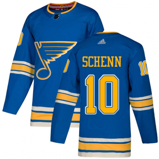 Men's Adidas St. Louis Blues #10 Brayden Schenn Blue Alternate Authentic Stitched NHL Jersey - Ujersey