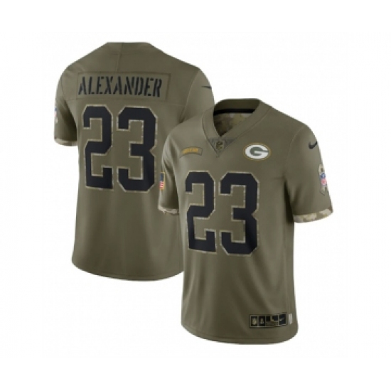 Men's Green Bay Packers #23 Jaire Alexander 2022 Olive Salute To Service Limited Stitched Jersey - Ujersey