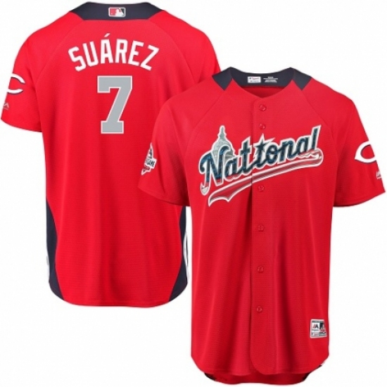Youth Majestic Cincinnati Reds #7 Eugenio Suarez Game Red National League 2018 MLB All-Star MLB Jersey - Ujersey
