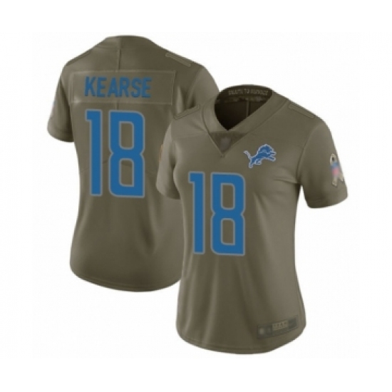 Women's Detroit Lions #18 Jermaine Kearse Limited Olive 2017 Salute to Service Football Jersey - Ujersey