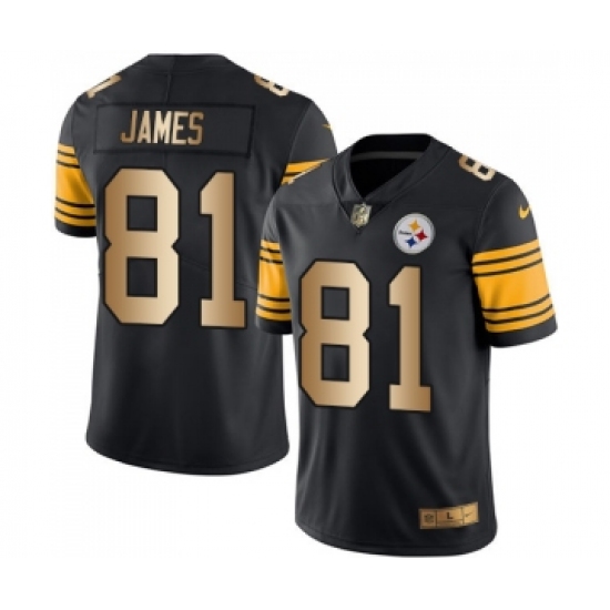 Men's Pittsburgh Steelers #81 Jesse James Limited Black Gold Rush Vapor Untouchable Football Jersey - Ujersey