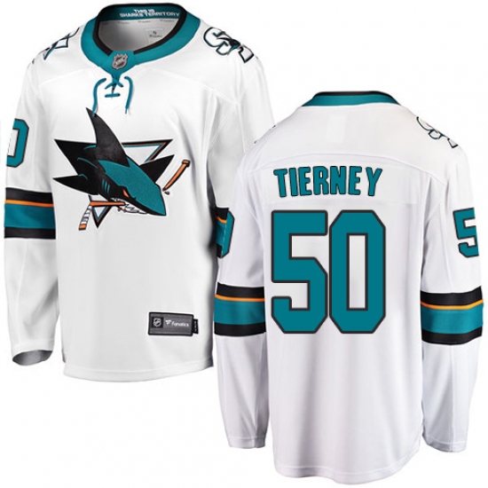 Men's San Jose Sharks #50 Chris Tierney Fanatics Branded White Away Breakaway NHL Jersey - Ujersey