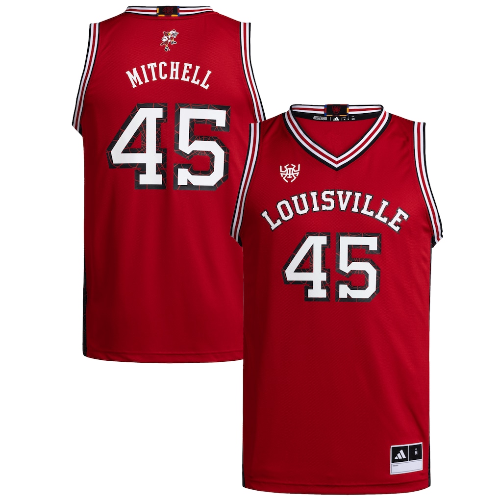Men's adidas Donovan Mitchell Red Louisville Cardinals Replica Swingman Jersey - SUjersey01
