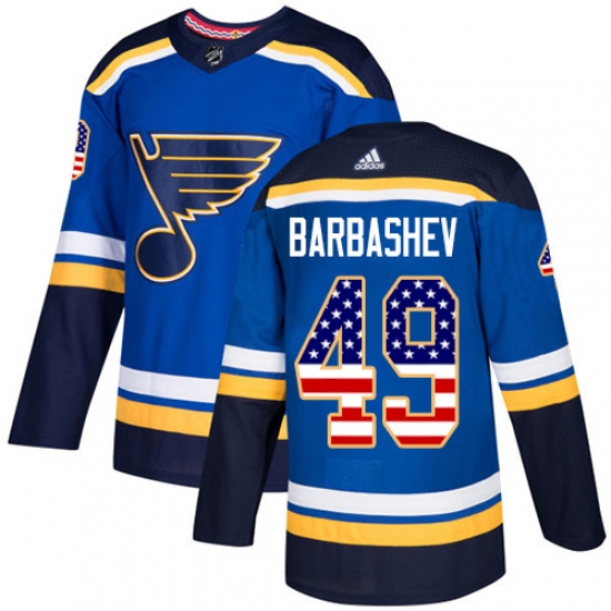 Youth Adidas St. Louis Blues #49 Ivan Barbashev Authentic Blue USA Flag Fashion NHL Jersey - Ujersey