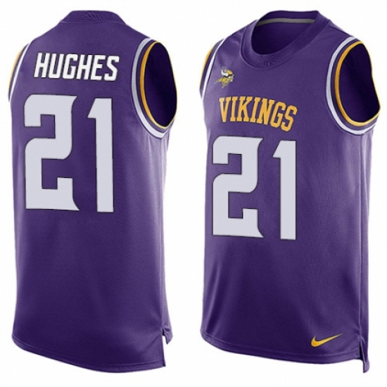 Men's Nike Minnesota Vikings #21 Mike Hughes Limited Purple Player Name & Number Tank Top NFL Jersey - Ujersey