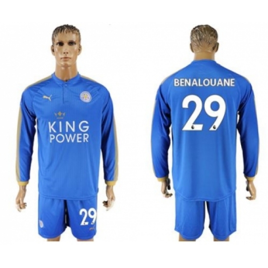 Leicester City #29 Benalouane Home Long Sleeves Soccer Club Jersey