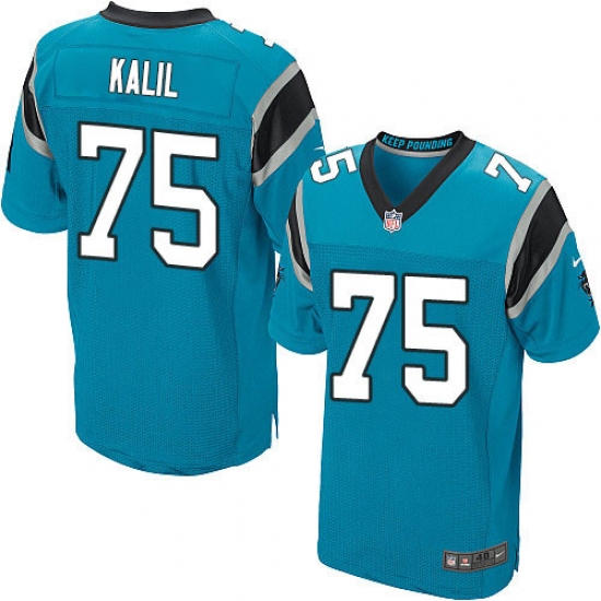 Men's Nike Carolina Panthers #75 Matt Kalil Elite Blue Alternate NFL Jersey - Ujersey