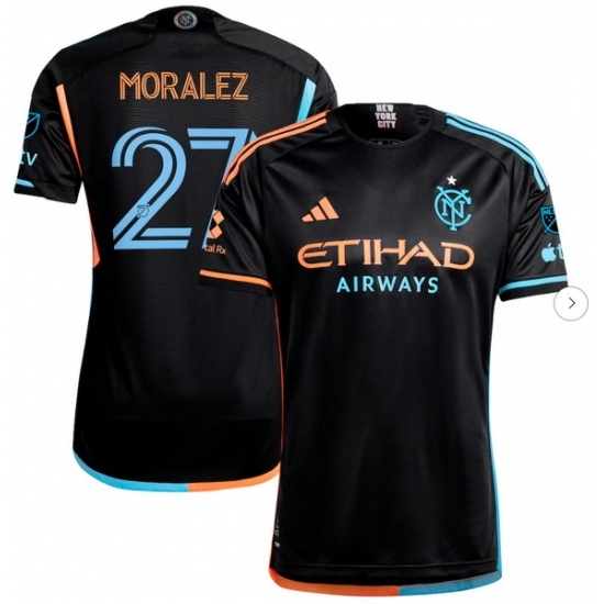 Men's New York City FC Maximiliano Moralez adidas Black 2024 24 7 Kit Authentic Player Jersey - Ujersey