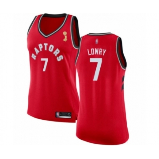 Women's Toronto Raptors #7 Kyle Lowry Swingman Red 2019 Basketball Finals Champions Jersey - Icon Edition - Ujersey