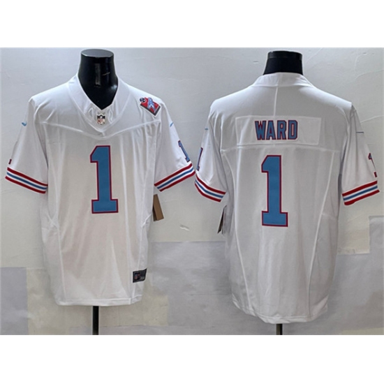 Men's Tennessee Titans #1 Cameron Ward White 2025 Draft F.U.S.E. 1997 Throwback Vapor Limited Football Stitched Jersey - Ujersey