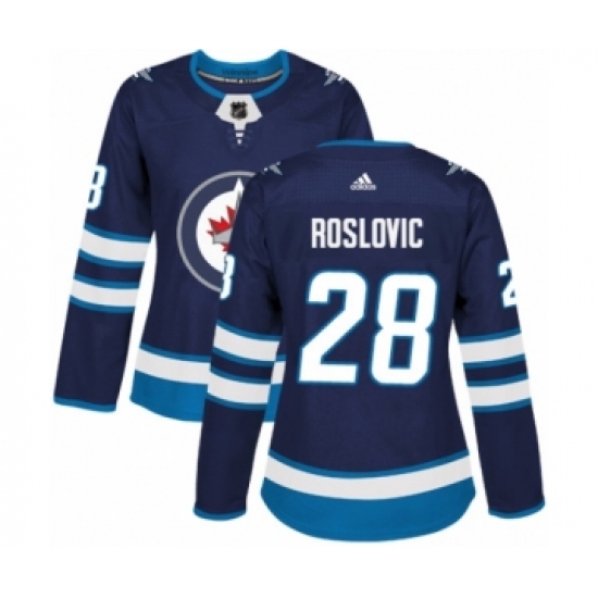 Women's Adidas Winnipeg Jets #28 Jack Roslovic Authentic Navy Blue Home NHL Jersey - Ujersey