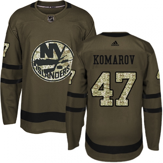 Men's Adidas New York Islanders #47 Leo Komarov Authentic Green Salute to Service NHL Jersey - Ujersey