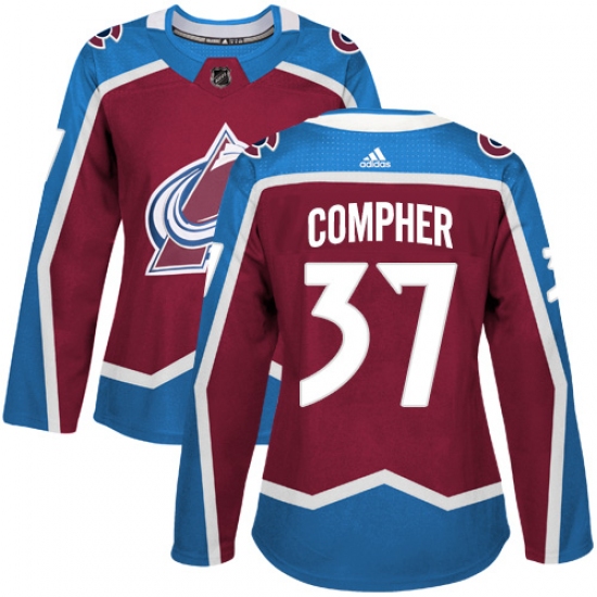 Women's Adidas Colorado Avalanche #37 J.T. Compher Premier Burgundy Red Home NHL Jersey - Ujersey