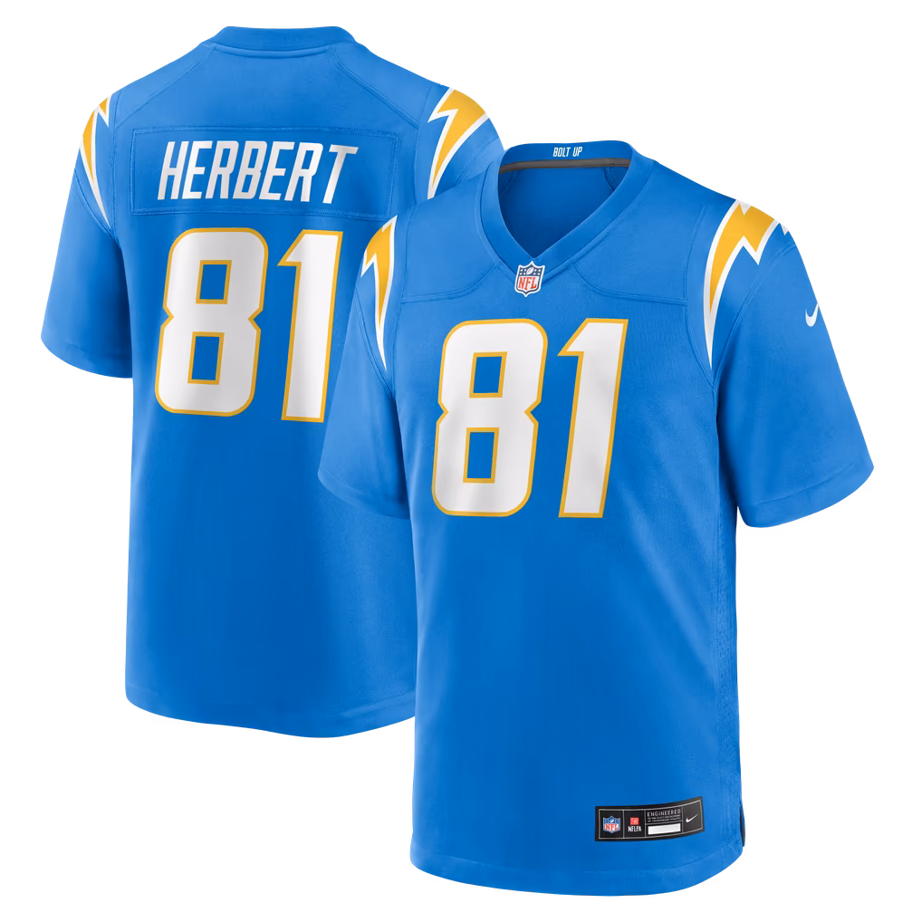 Men's Los Angeles Chargers Patrick Herbert Nike Powder Blue Team Game Jersey - U-jersey
