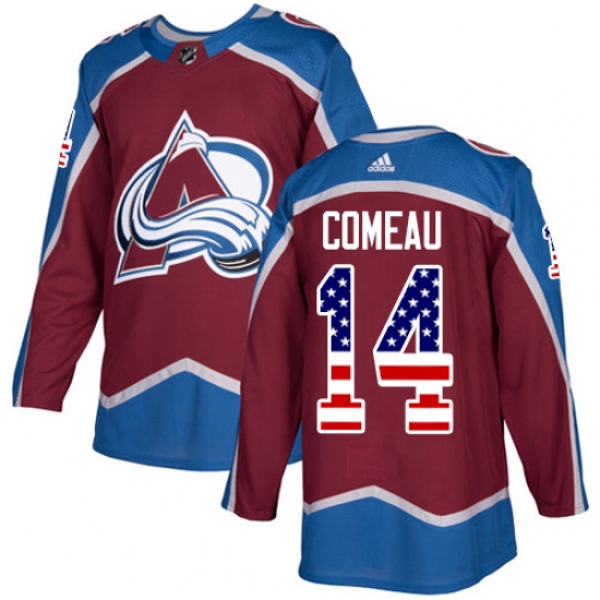 Men's Adidas Colorado Avalanche #14 Blake Comeau Authentic Burgundy Red USA Flag Fashion NHL Jersey - Ujersey
