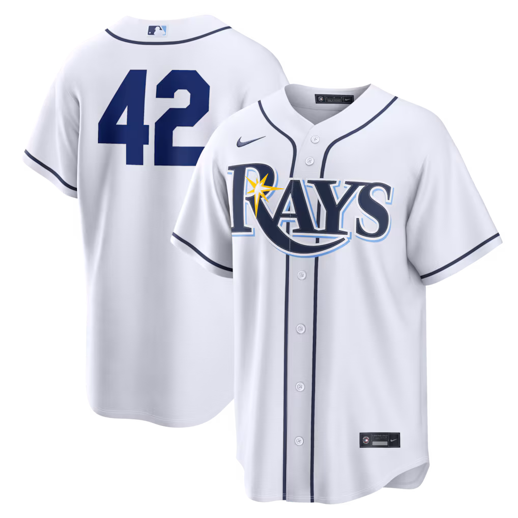 Men's Tampa Bay Rays Nike White Home 2026 Jackie Robinson Day Replica Jersey - Vujersey Los Angeles Rams