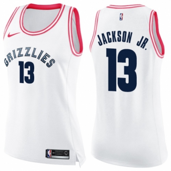 Women's Nike Memphis Grizzlies #13 Jaren Jackson Jr. Swingman White/Pink Fashion NBA Jersey - Ujersey