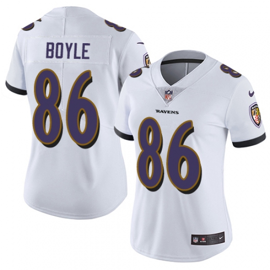 Women's Nike Baltimore Ravens #86 Nick Boyle White Vapor Untouchable Limited Player NFL Jersey - Ujersey