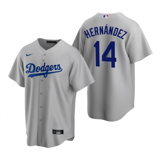Men's Nike Los Angeles Dodgers #14 Enrique Hernandez Gray Alternate Stitched Baseball Jersey - Ujersey