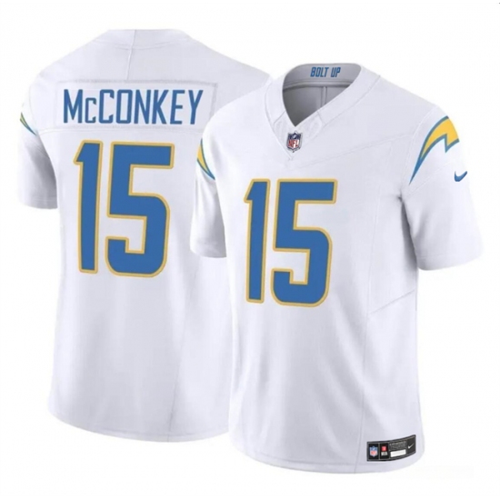 Men's Los Angeles Chargers #15 Ladd McConkey White 2024 F.U.S.E Draft Vapor Limited Football Stitched Jersey - Ujersey