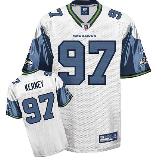 Reebok Seattle Seahawks #97 Patrick Kerney White Authentic Throwback NFL Jersey - Ujersey